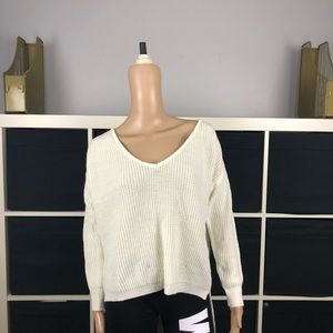 Creme V neck Pull Over Sweater